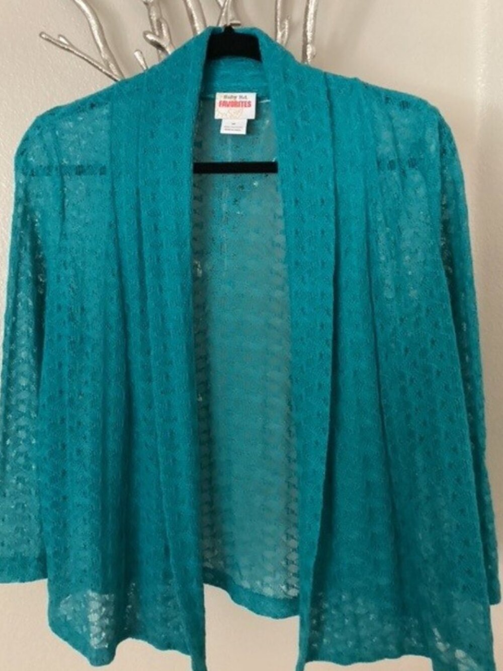 Ruby Rd. turquoise blue woven top, jacket, size medium